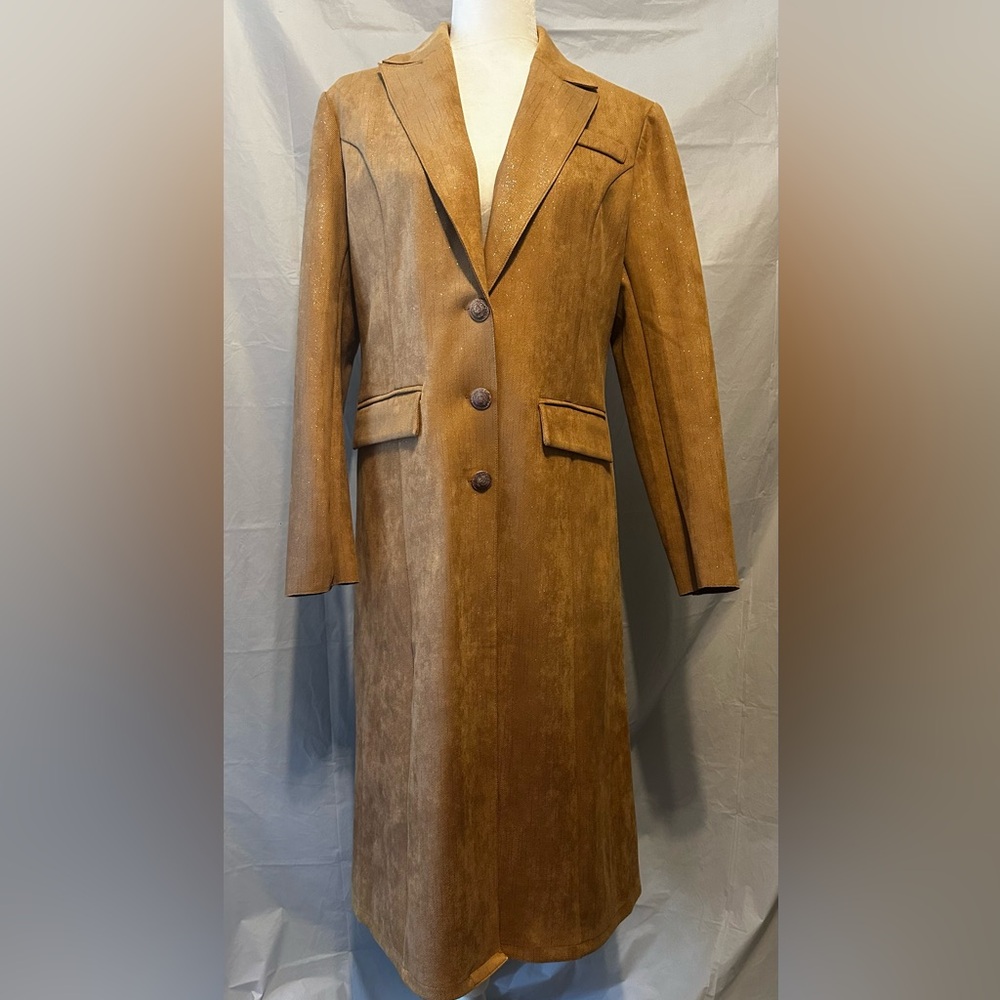 Solitaire Long Gold Shimmery Blazer Size Large NWT